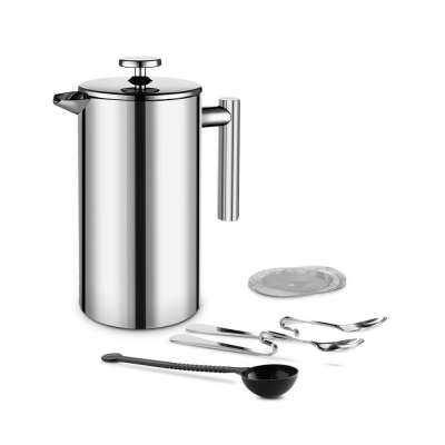 Stainless Steel Double-Wall French press Keep Warm Satin Brushed French Press Coffee Maker